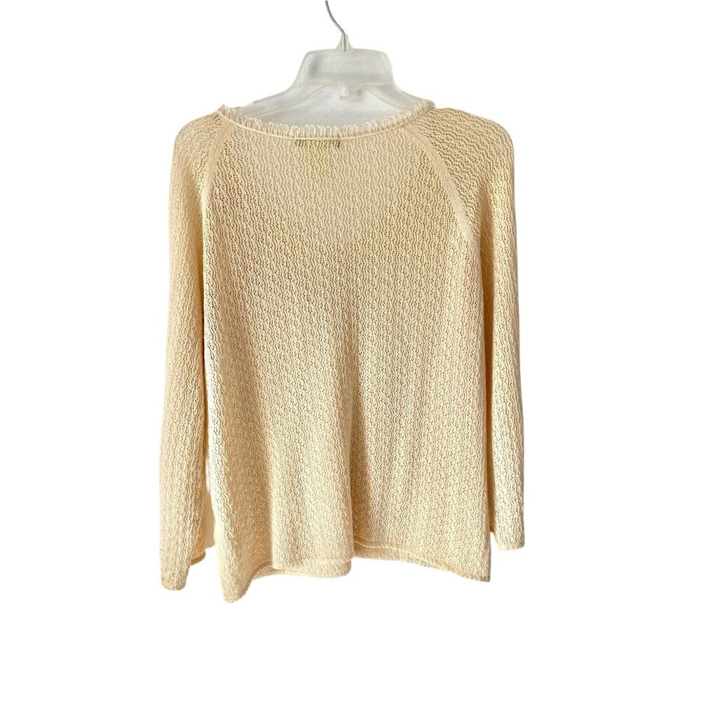 Vintage Sigrid Olsen Linen Blend Crochet Flower Cardigan Cream Sweater medium - Picture 2 of 8